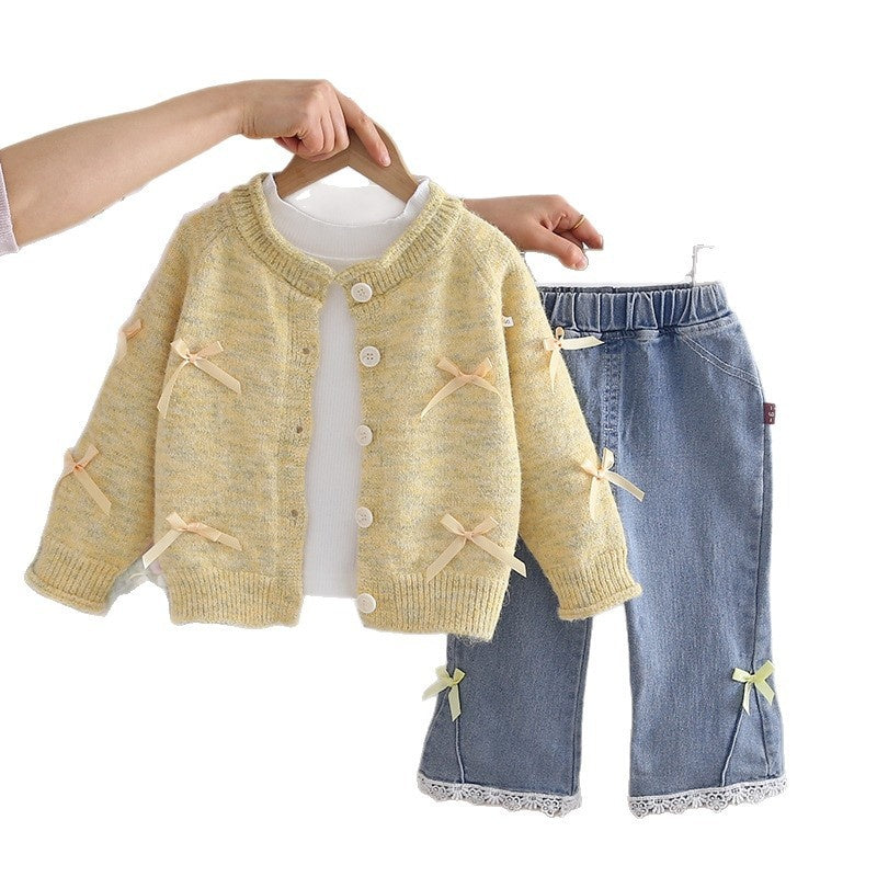 Baby and Autumn Cardigan Sweater Set 2026 New Model 3 Children's Spring Outfit Girl Infant Clothes for 1-Year-Old Girls
