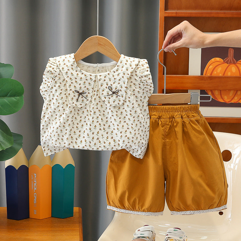 Girls' Outfit 2026 New Fashionable Children's Summer Wear Thin Floral Sleeveless Doll Shirt Two-Piece Set