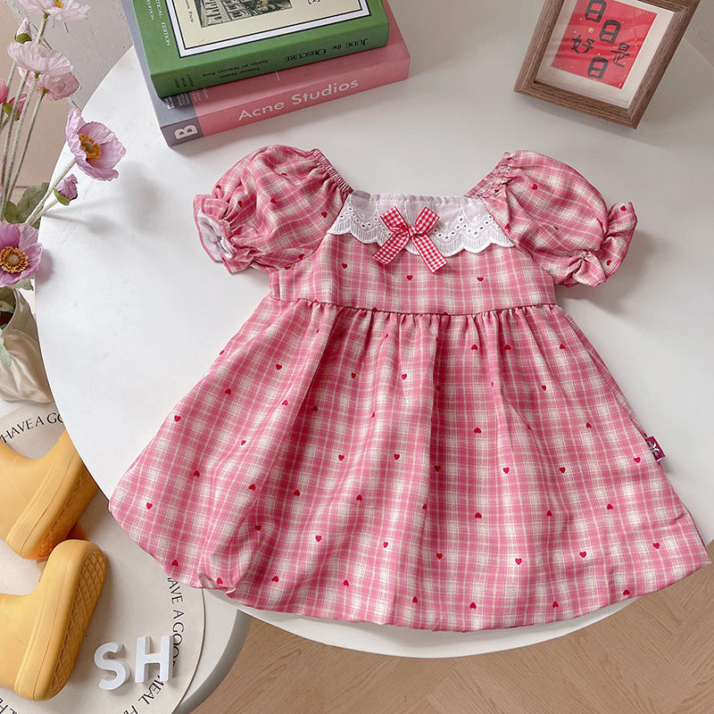 2026 Clothing: Girls' Short-Sleeve Plaid Baby Girl Infant Summer Wear, Lightweight Children's Dress, Trendy