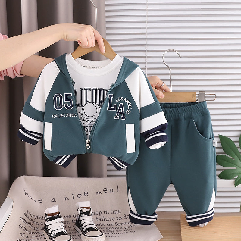Baby Boy Spring and Autumn Suit 2026 New Style Toddler Fashionable Korean Version Casual Sports Long Sleeve Three-Piece Set