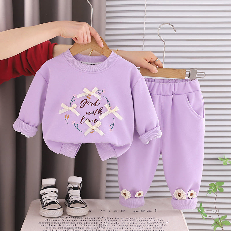 Baby girl sweatshirt set, spring and autumn outfit, girls' sportswear, 2026 new stylish two-piece outfit for little girls