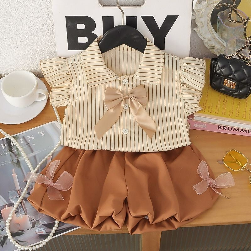 Cross-border children's clothing Girls' summer short sleeved skirt two-piece set