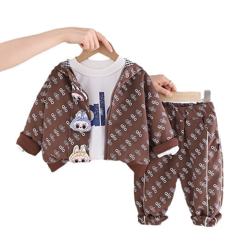 Boys' Outfit 2025 New Style 4: Stylish Children's Doll Three-Piece Set Spring and Autumn, Fashionable Clothing for 1-Year-Old Babies