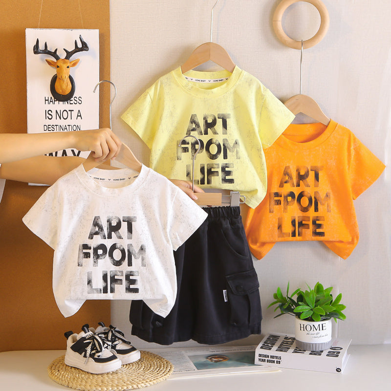 Boys' Outfit 2026 New Model Summer English-Style Short-Sleeve Two-Piece Set Baby Casual Clothes Children's Wear
