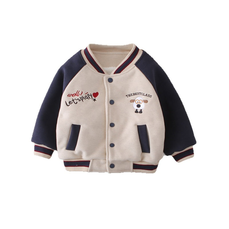 Boys' Fleece-Lined Thickened 3D Puppy 2025 New Winter Children's Baseball Jacket Warm Cotton Coat