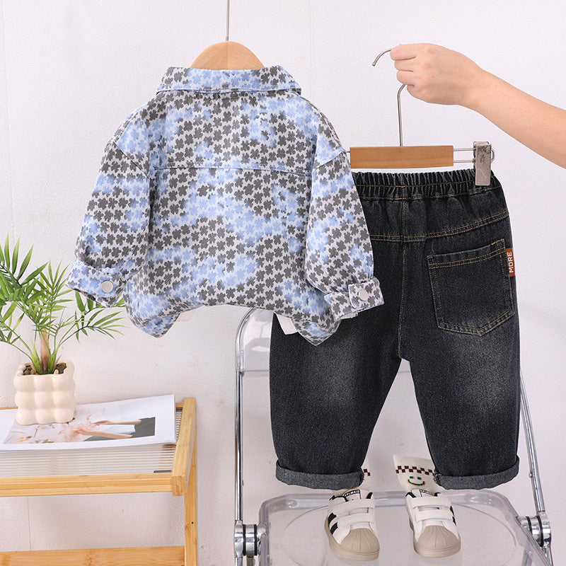 Children's Outfit 1-2-3-4 Years Old Kids' Clothing Autumn Toddler Boys Denim Clothes Baby Three-Piece Set