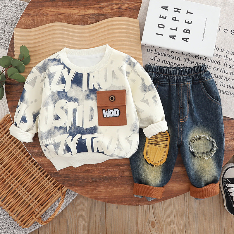 2025 Boys' Fashionable Set Baby Spring Casual Stylish Shirt Infant Children's Trendy Clothing