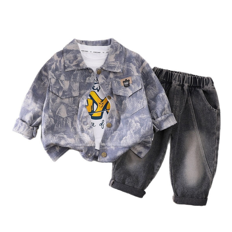 Boys' Outfit 2026 New Fashionable Camouflage Three-Piece Set for Children, Baby's Spring and Autumn Casual Trendy Jacket