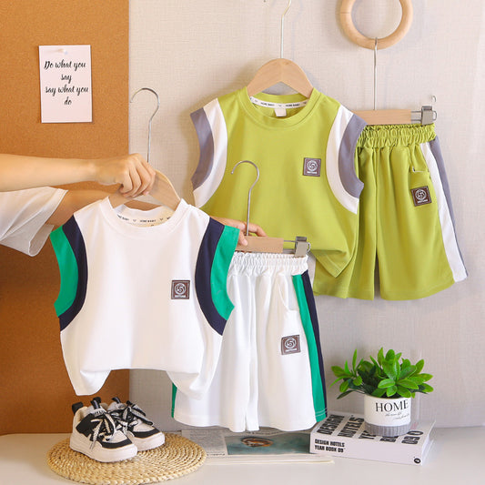 Boys' Outfit 2026 New Model Children's Sports Sleeveless Clothes Summer Thin Baby Vest Two-Piece Set Trendy