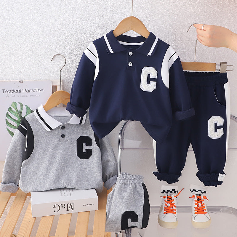 New foreign trade style boys' spring and autumn casual outfit, stylish clothes 3-year-old boys, two-piece set spring, available for dropshipping