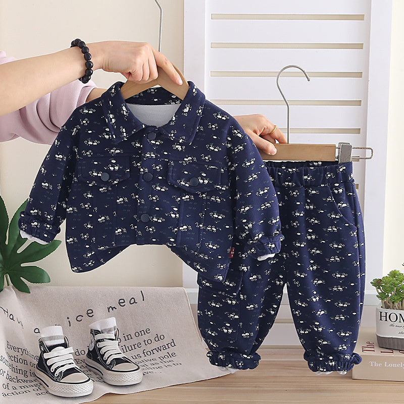 Girls' Outfit 2026 New Korean Style Fashionable Baby Spring and Autumn Full-Print Floral Long-Sleeve Two-Piece Set