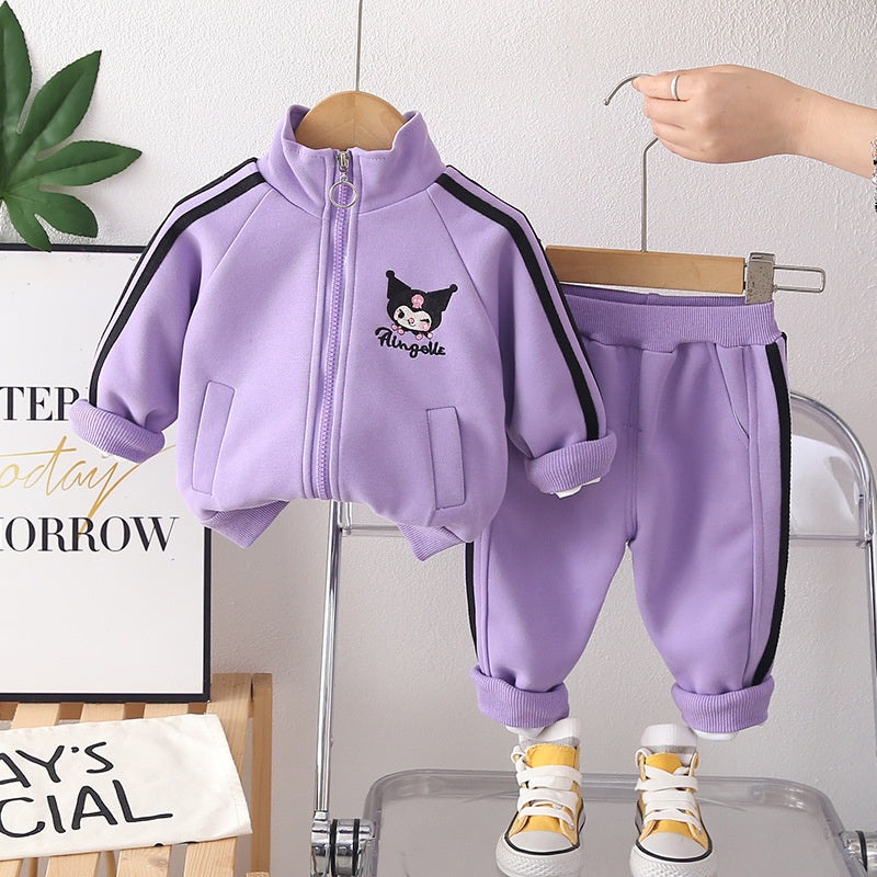 Girls' Outfit for and Autumn 2026 New Fashionable Baby Cat Two-Piece Set Children's Cartoon Girl Spring Coat