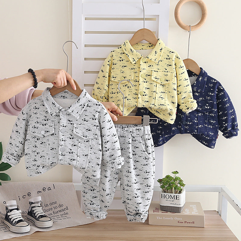 Girls' Outfit 2026 New Korean Style Fashionable Baby Spring and Autumn Full-Print Floral Long-Sleeve Two-Piece Set