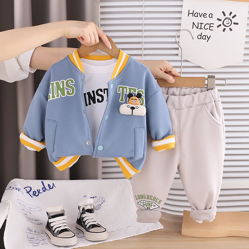 Children's Clothing Boys Outfit Stylish Baby Spring and Autumn Cute Jacket Three-Piece Set Infant Little Boy Clothes