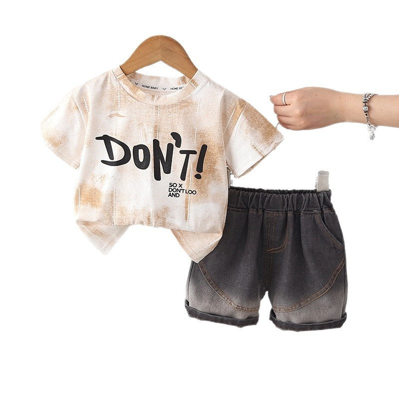 Boys' Summer Outfit 2026 New Fashionable Baby Toddler Casual Thin Short Sleeve Shorts Two-Piece Set Trendy