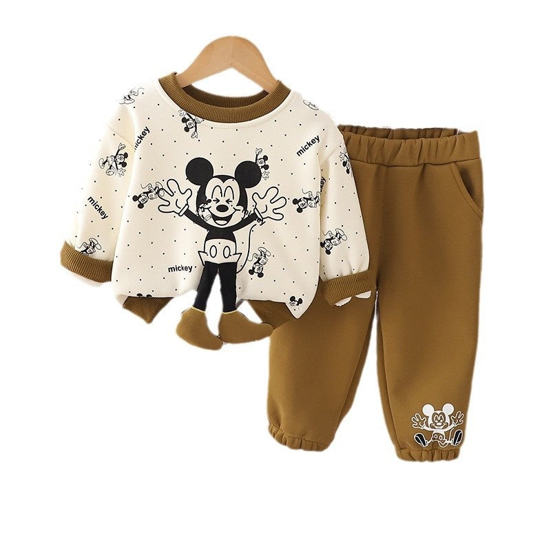 2024 Cartoon Thickened Two-Piece Infants Toddlers, New Autumn Winter Set for Boys, Cool and Trendy, Wholesale from Manufacturer