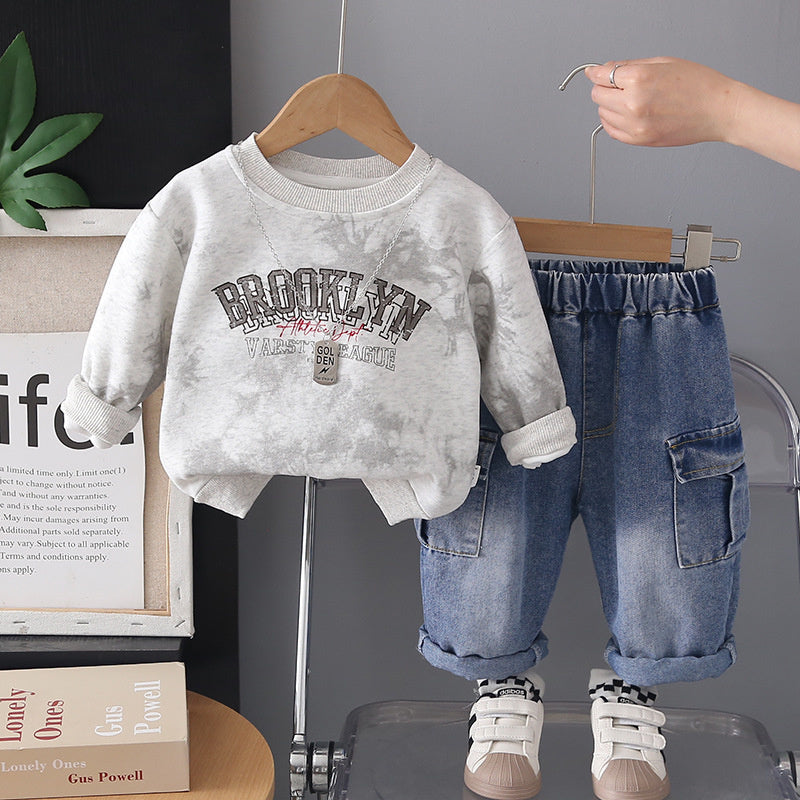 Boys' Suit 2026 New Spring and Style Children's Fashionable Trendy Baby Autumn Casual Sports Two-Piece Set