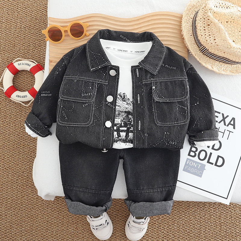Boys' Outfit 2025 New Fashionable Baby Spring and Autumn Infant Children's Casual Three-Piece Set Trendy