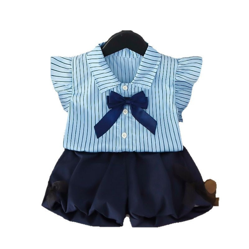 Cross-border children's clothing Girls' summer short sleeved skirt two-piece set