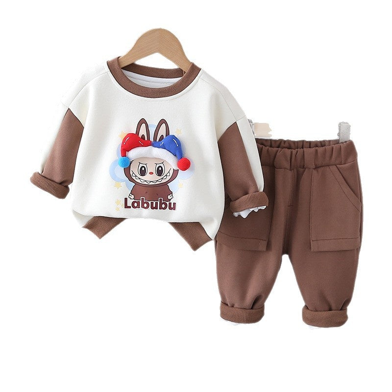 2025 New Boys and Girls Sweatshirt Autumn Stylish Children's Set Sports Long Sleeve Two-Piece Baby Clothes Kids' Clothing