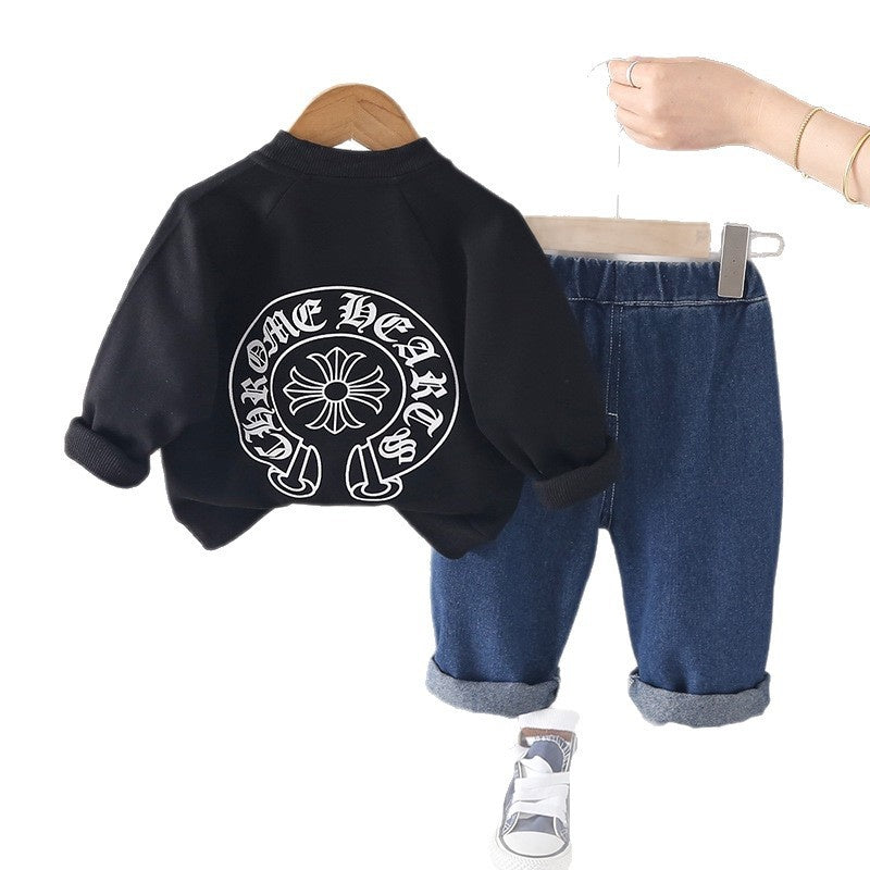 Boys' Spring and Autumn Outfit 2026 New Stylish Casual Long Sleeve Shirt Three-Piece Set Trendy Wholesale