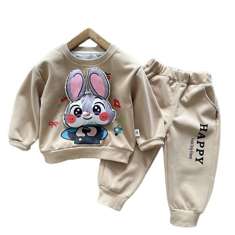 Boys' Outfit 2026 New Fashionable Cartoon Doll Two-Piece Set for Boys, Trendy Cool Spring and Autumn Clothing