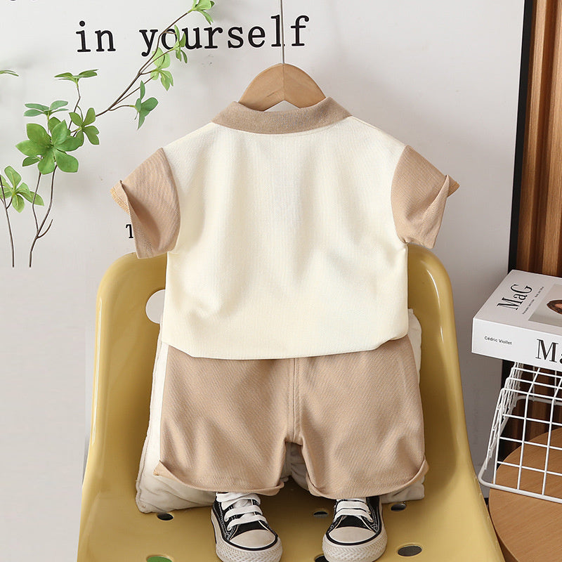 Boys' Outfit Dinosaur Placket Two-Piece Set 2026 New Stylish Baby Summer Thin Children's Clothing Trendy