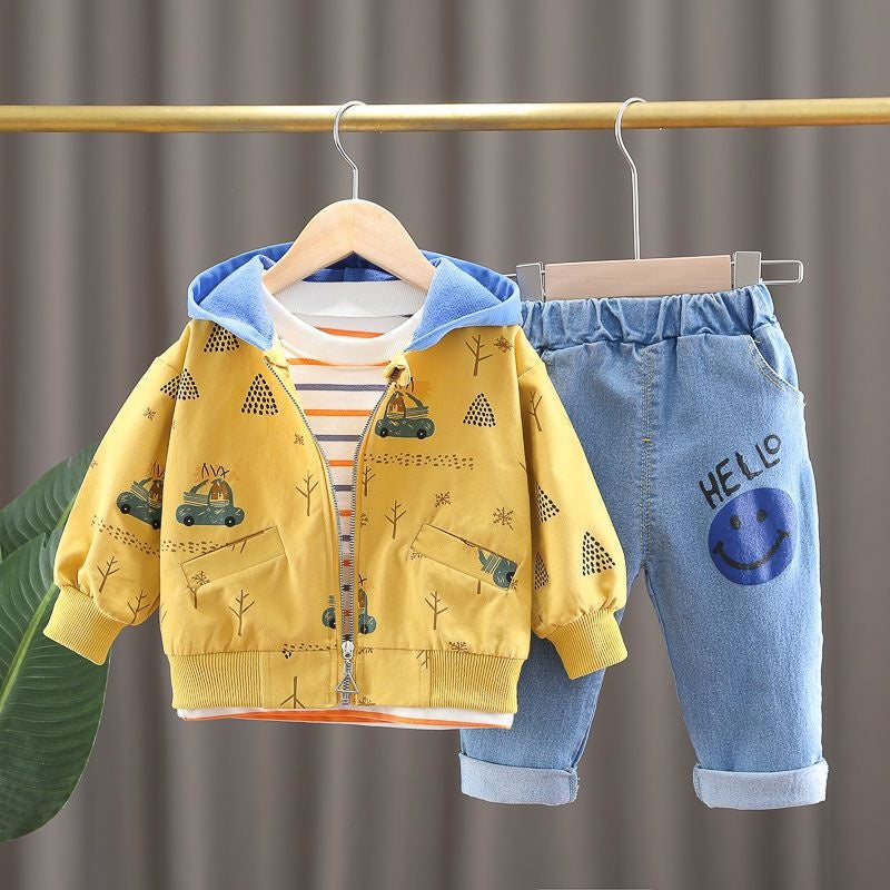 2025 New Spring and Stylish Three-Piece Set 0-4 Years Old Children's Fashion Jacket Outerwear Baby Autumn Outfit