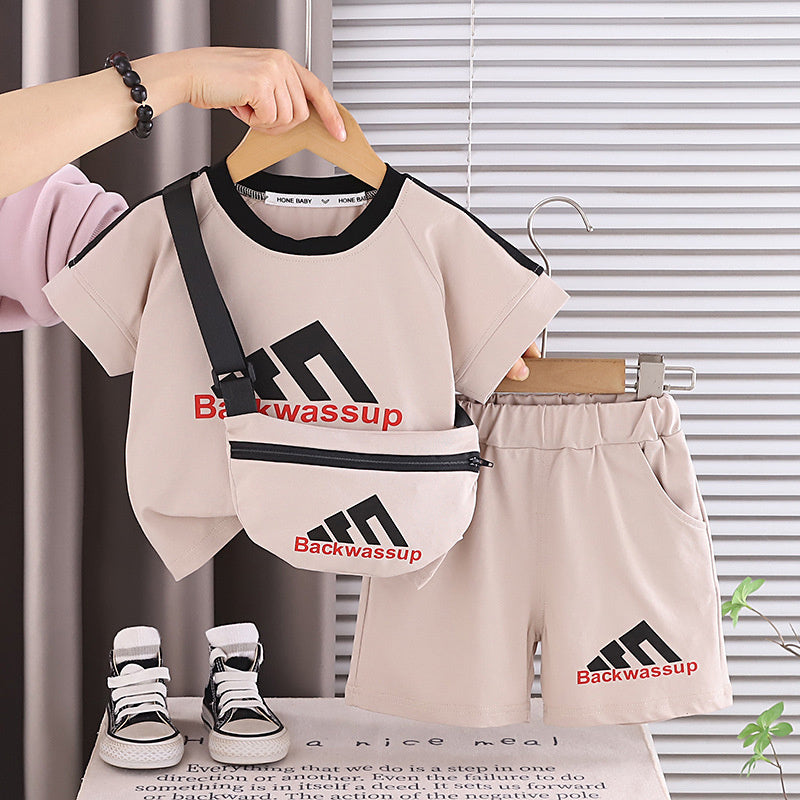 Boys' children's outfit 2026 new stylish baby summer short-sleeve clothes fashionable two-piece set