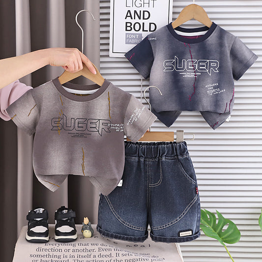 Boys' Outfit 2026 New Baby Summer Two-Piece Set Children's Cool Round-Neck Clothes for 1-2-3 Years Old, 5 Trendy