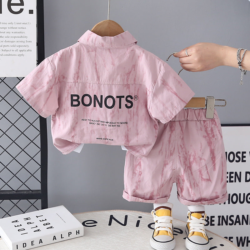 Boys Summer Outfit 2026 New Fashionable Baby Toddler Casual Shirt Short Sleeve Shorts Three-Piece Set Trendy