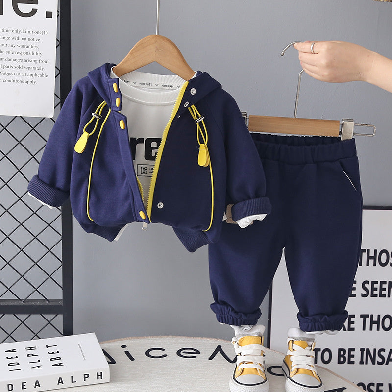 Outfit Boys Girls 2026 New Model Children's Spring and Autumn Hat Stylish Clothes 3-Piece Set for 1-3 Year Olds