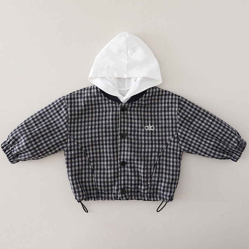 Boys' Outfit Toddler Baby Spring and Autumn Plaid Three-Piece Set 2026 New Jacket for 1-3 Year Old Children's Clothing