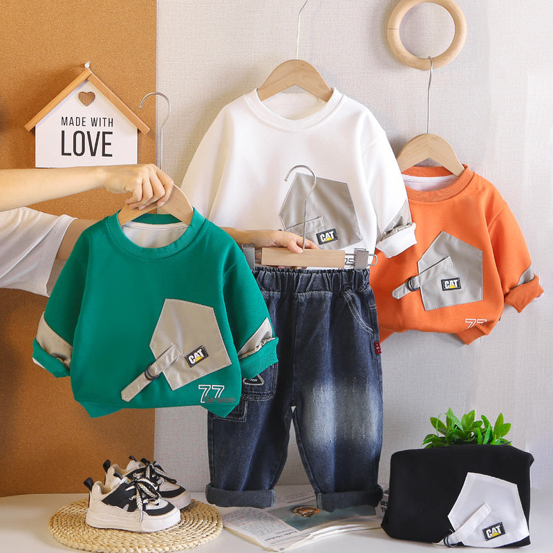 Boys' Sweatshirt Set 2026 New Outfit Korean Style Spring and Autumn Children's Long Sleeve Two-Piece Sports Clothing