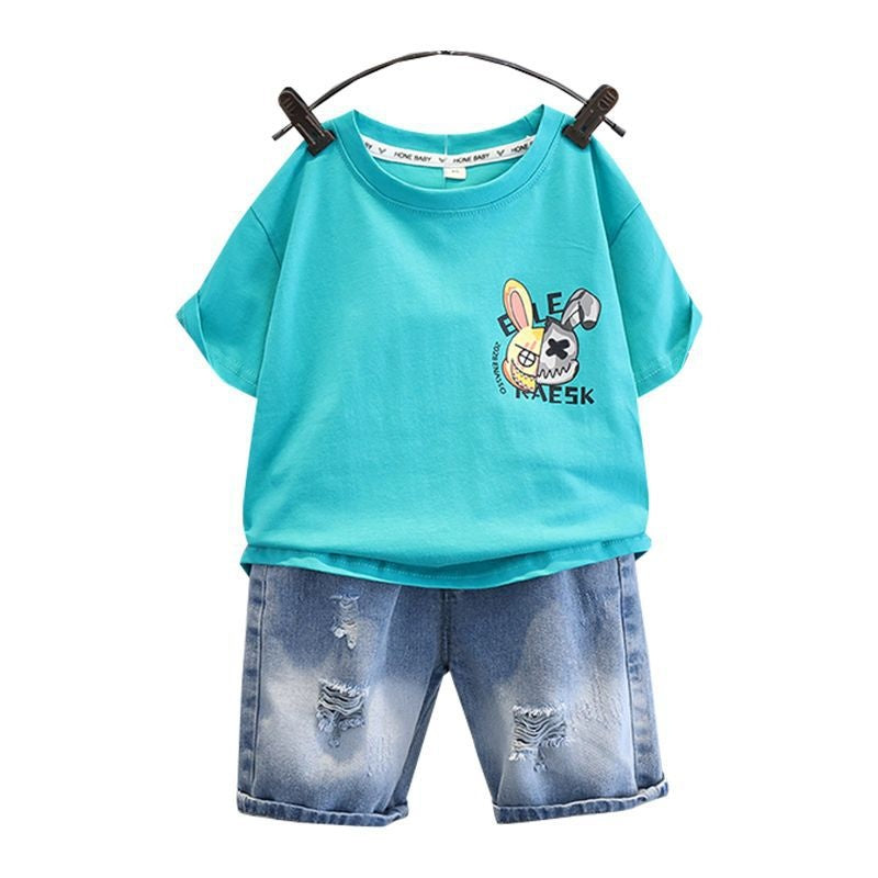 Children's clothing outfit 23 new stylish baby clothes boys' children's summer handsome short-sleeve two-piece set