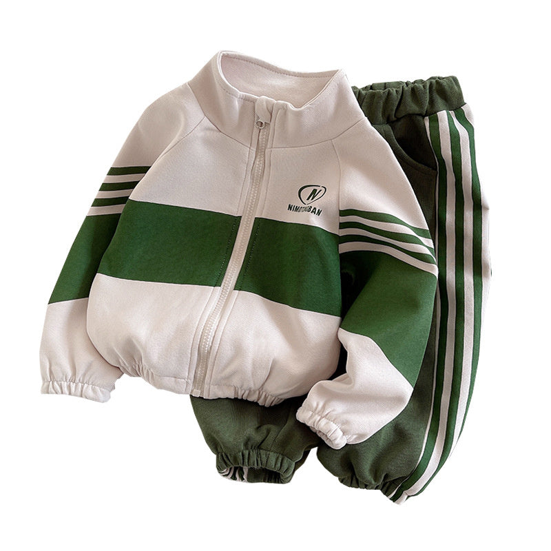 Boys' Outfit 2025 New Girls' Spring and Autumn Long Sleeve Children's Sweatpants Two-Piece Set Trendy