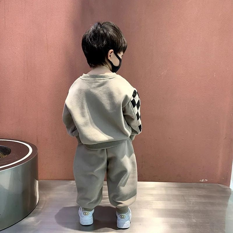 Boys' Outfit 2025 New Fashionable Baby Spring Autumn Winter Korean Style Sweatshirt Long Pants Children's Internet Celebrity Cool Kids' Clothing