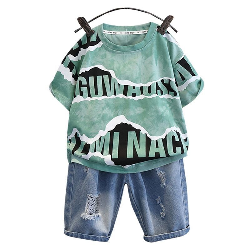 Boys' Short-Sleeve Suit 2026 New Fashionable Summer Outfit Boys, Cool and Stylish Streetwear for Kids, Popular Children's Clothing