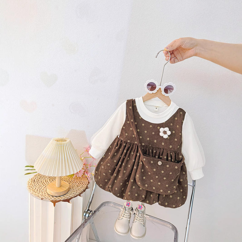 New Style Baby Long Sleeve Fake Strap Toddler Girl Little Princess Stylish Spring Autumn Dress
