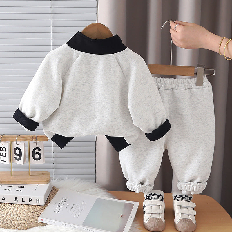 2026 New Children's Clothing and Autumn Striped Jacket Three-Piece Set 1-Year-Old Boys' Spring Fashion Outfit