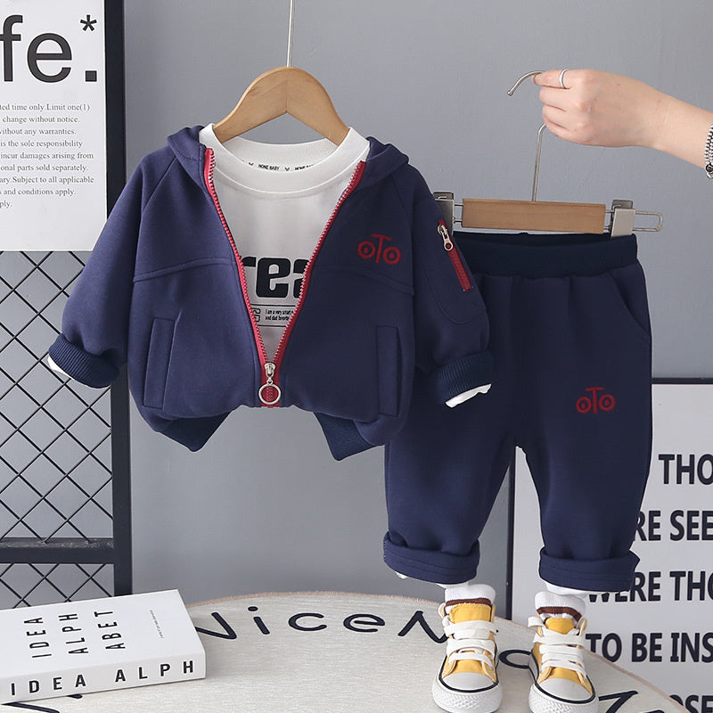 Outfit 2026 New Style Infant Boys' Spring and Autumn Fashionable Long Sleeve Jacket Three-Piece Set