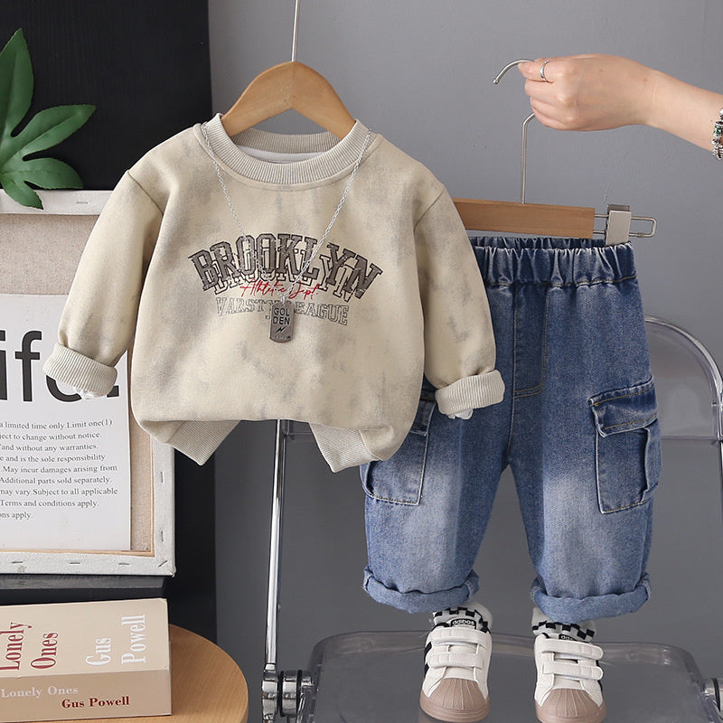 Boys' Suit 2026 New Spring and Style Children's Fashionable Trendy Baby Autumn Casual Sports Two-Piece Set
