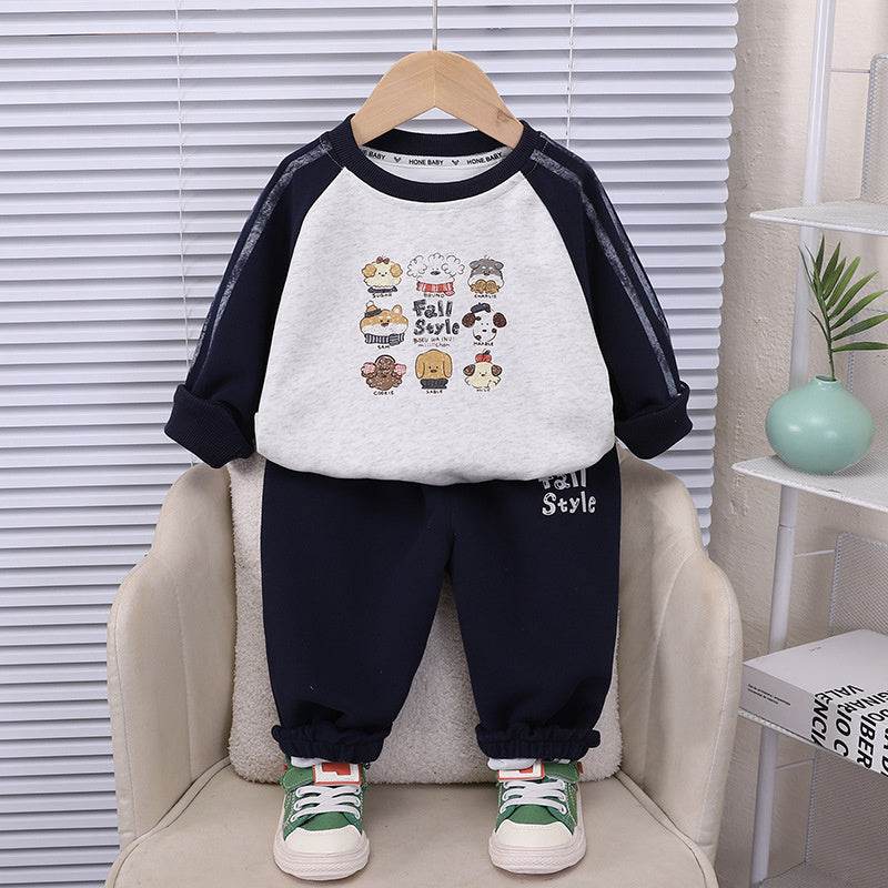 Boys' Long-Sleeve Puppy Sweatshirt 2026 New Baby Clothes Infant Children's Spring and Autumn Two-Piece Set Trendy for Kids