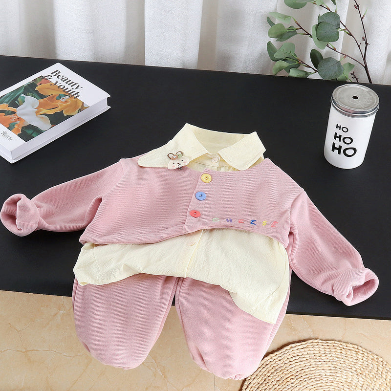 Girls' Irregular Coat Set Autumn 2026 New Fashionable Three-Piece Outfit for Baby Girls