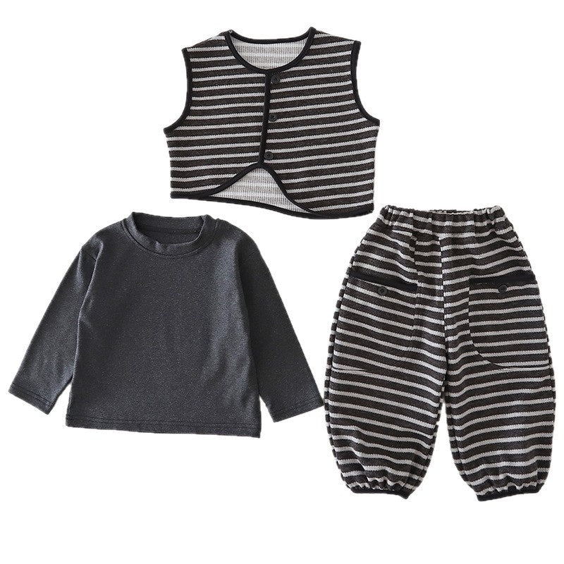 Baby boy outfit stylish spring and autumn handsome infant children's clothing irregular vest three-piece set