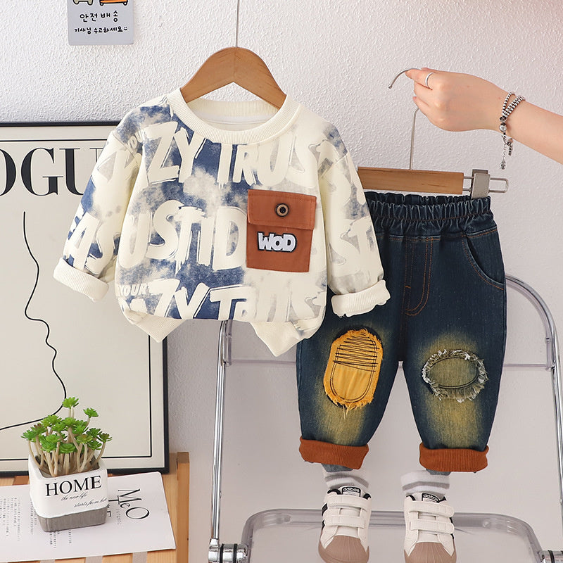 2025 Boys' Fashionable Set Baby Spring Casual Stylish Shirt Infant Children's Trendy Clothing