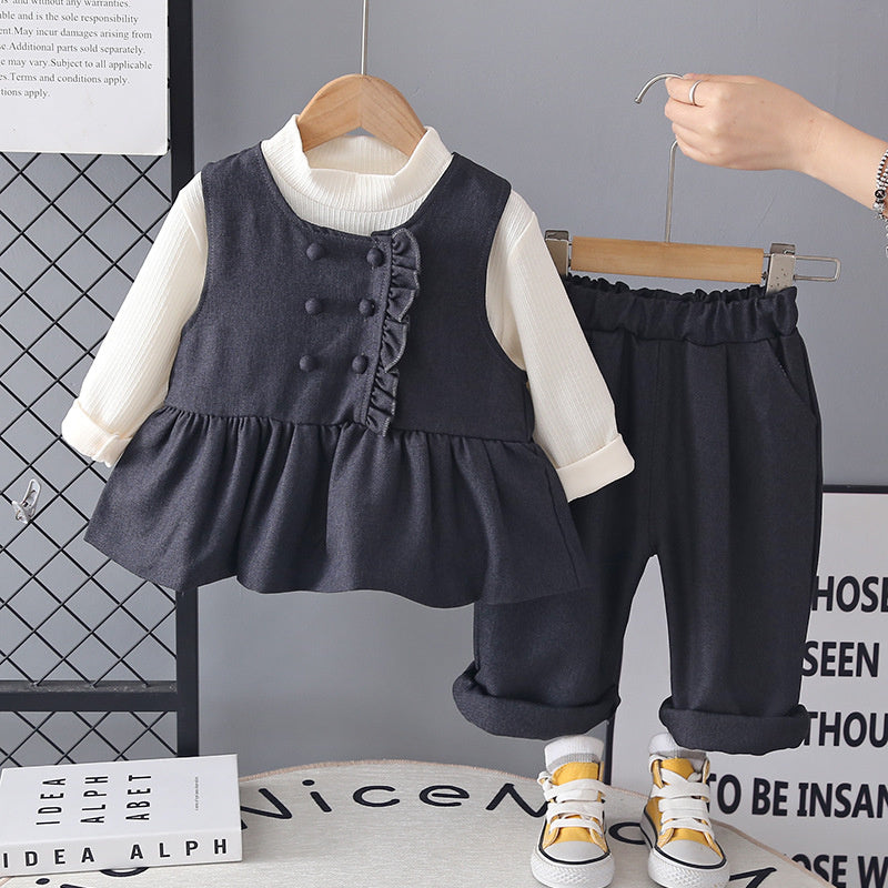 Girls' clothing baby outfit wide-leg pants three-piece set 2026 new model infant spring and autumn children's clothes for ages 1 to 3 years