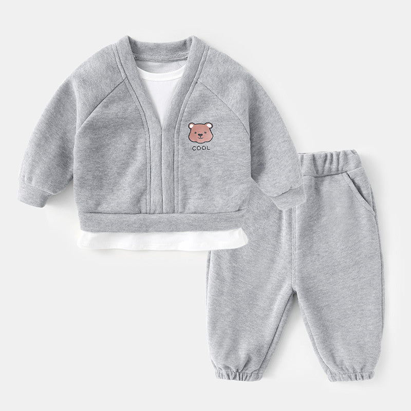 Boys' Outfit Children's Sweatshirt Sweatpants New Stylish Baby Boy Two-Piece Set Spring and Autumn Style