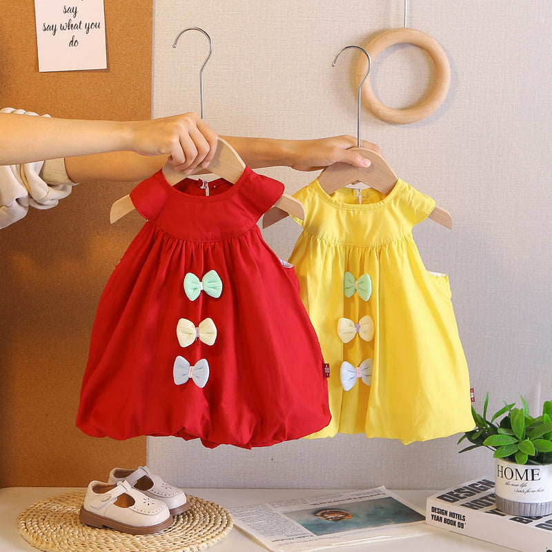 Girls' Princess Stylish Baby 2026 New Summer Infant Toddler Halter Neck Bowknot Flower Dress