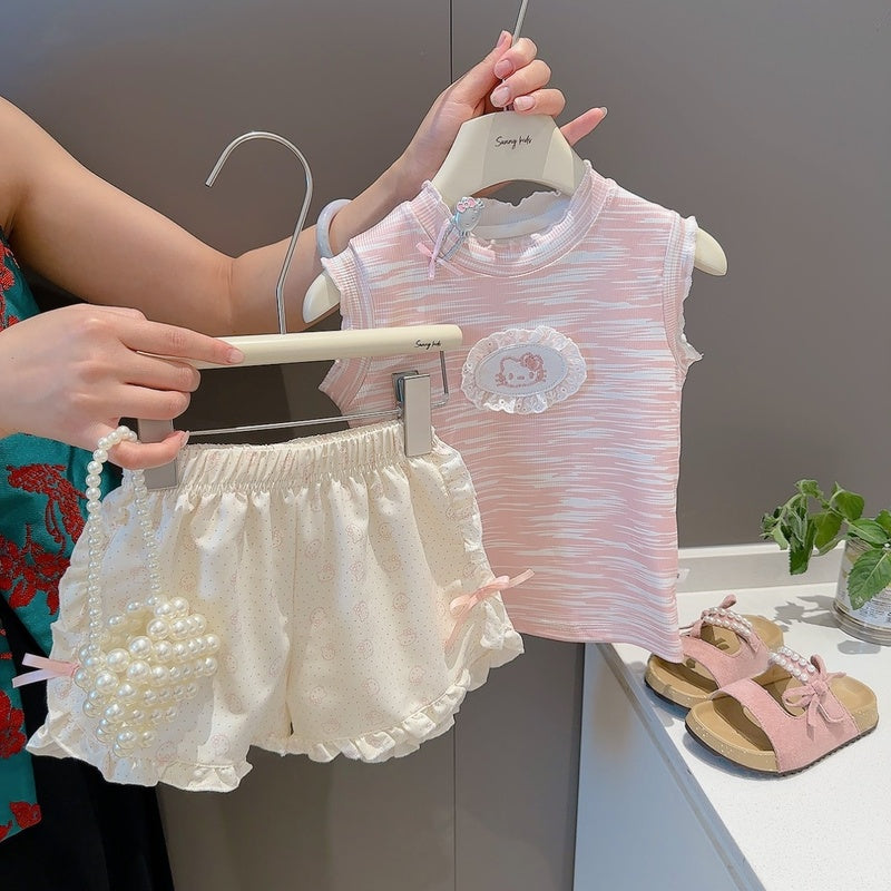 Girls' Outfit: Baby Vest and T-Shirt Two-Piece Set, Pure Cotton, 2026 New Summer Trend
